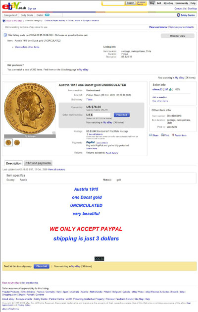 olimac53 eBay Listing Using our 1915 Austrian Gold One Ducat  Obverse Photographs
